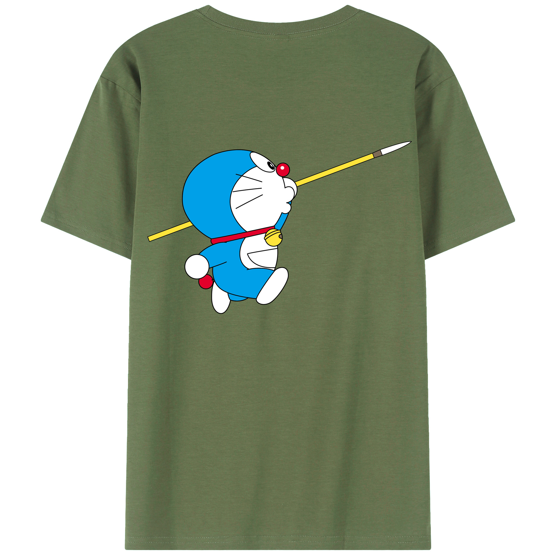 （画像用） ドラえもん Doraemon 綿100％ メンズ半袖Tシャツ（バックプリント） 通気性